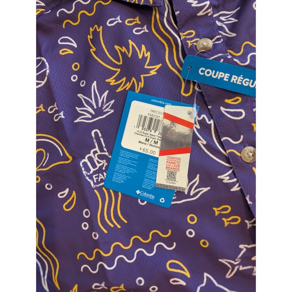 Columbia Louisiana Tugers LSU Super Slack Button Down Shirt Mens Med NWT - Picture 5 of 6